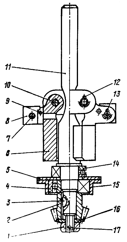 Вертикальный валик регулятора с грузами Вертикальный валик регулятора с грузами