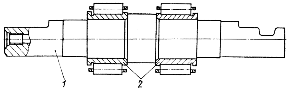 Ось опорного катка с внутренними кольцами роликоподшипников Ось опорного катка с внутренними кольцами роликоподшипников